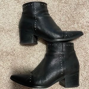 Steve Madden Black Leather Ankle Bootie with silver studs